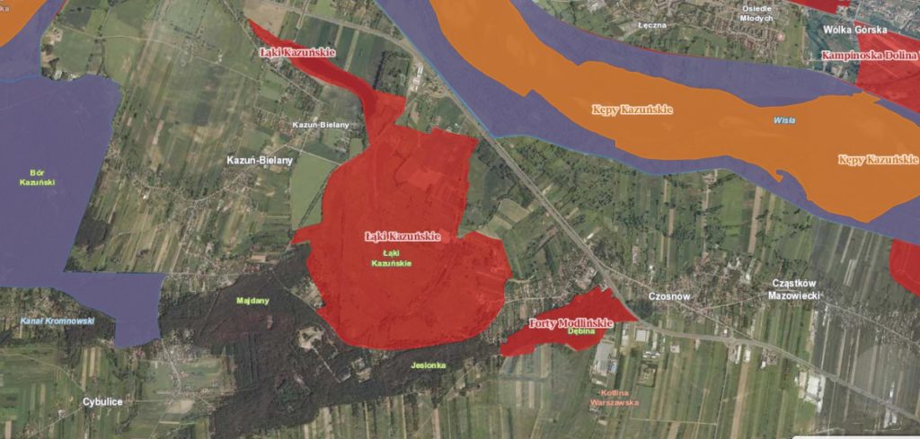 Mapa Łąk Kazuńskich
