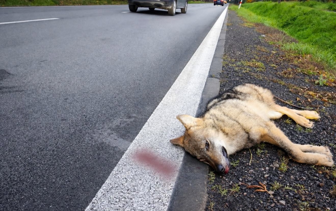 Kolejny wilk zginął na drodze w Puszczy Kampinoskiej. Tragiczny poranek w Zaborowie